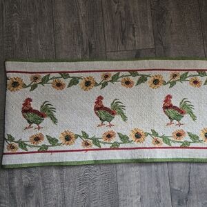 Rooster & Sunflower Tapestry Table Runner 64" x 13" Country Farmhouse Decor